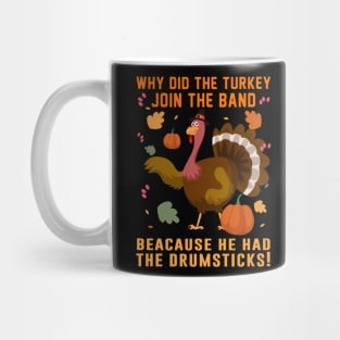 Funny Mens Tshirts, Turkey Drum Happy Thanksgiving Day Mug